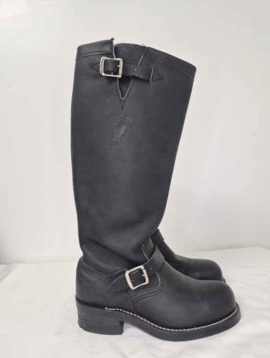 Chippewa Other - NWOT Vintage Chippewa Tall Black Leather Steel Toe Engineer Biker Boots sz 6.5D
